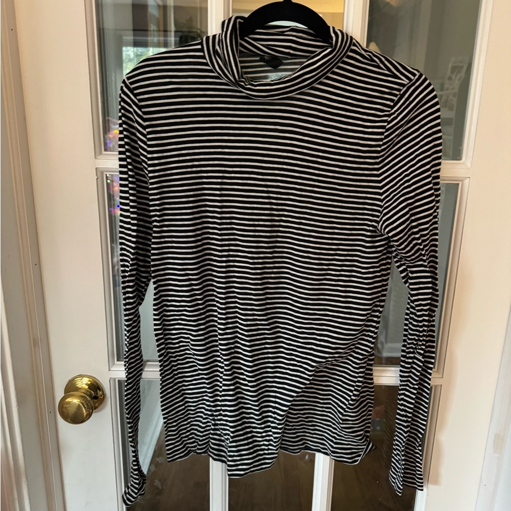 J. Crew Black and White Striped Women's Turtleneck